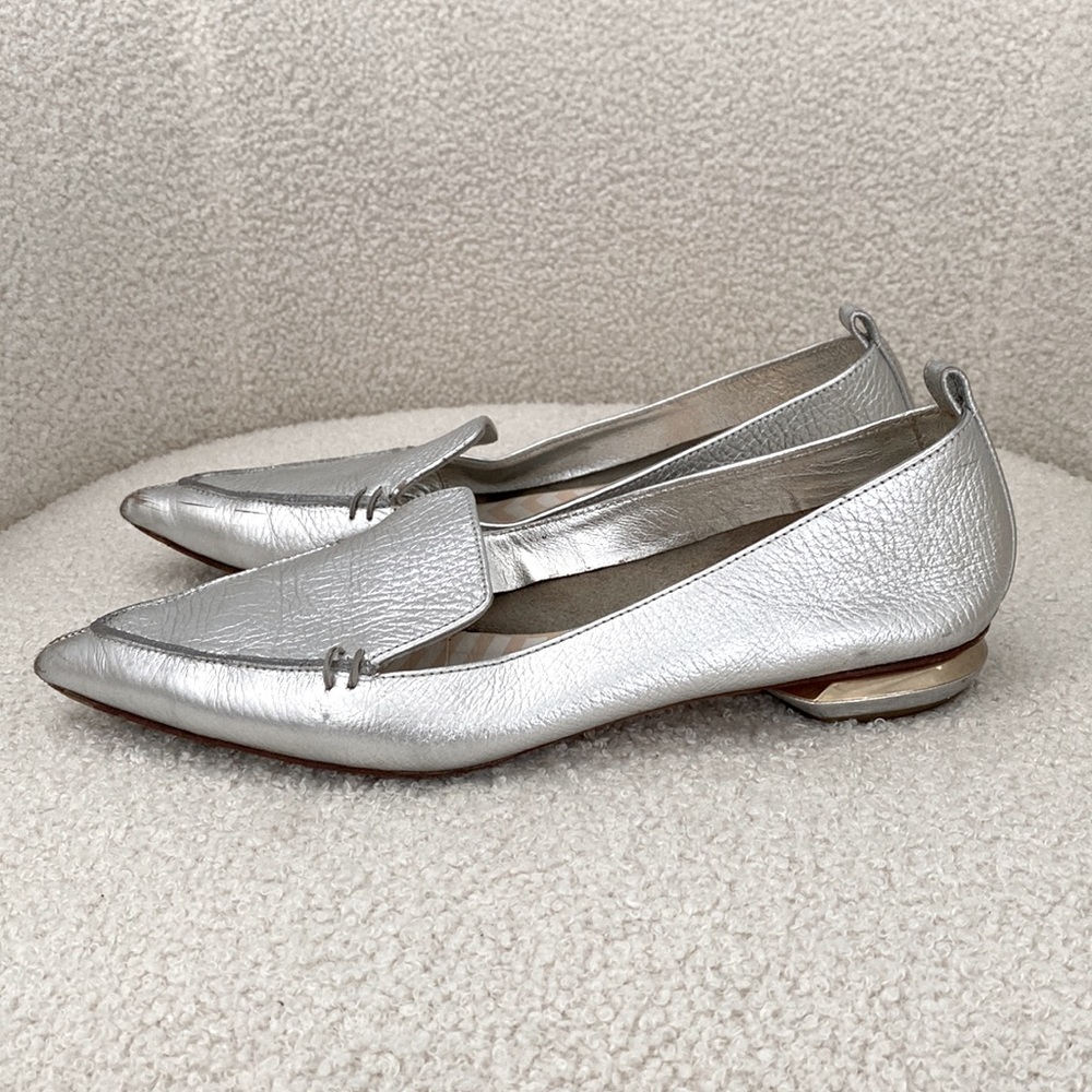Nicholas Kirkwood Metallic Silver Flats Size 39